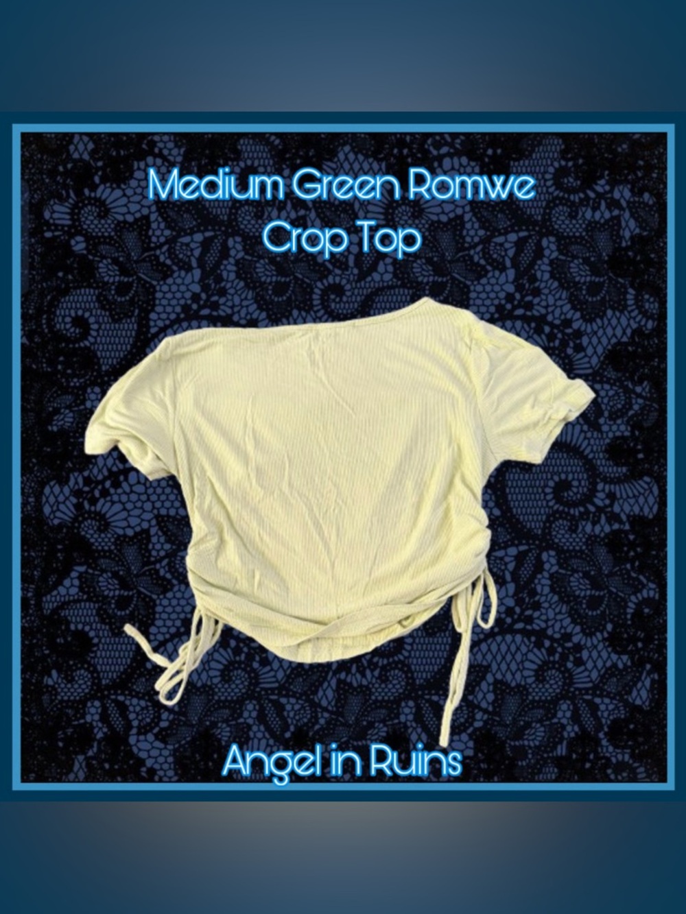 Romwe Green Ribbed Crop Top - Picture 2 of 3